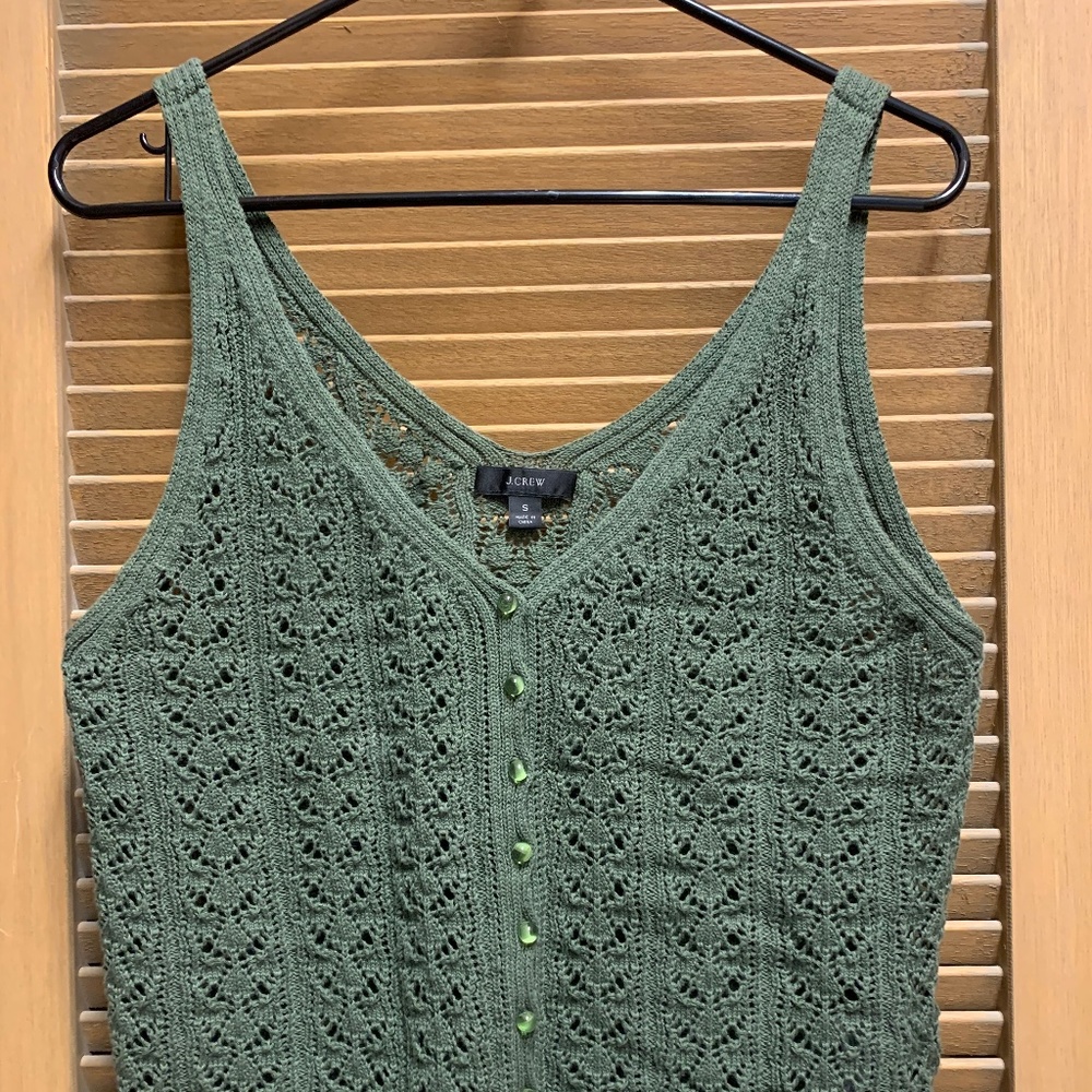 EUC Small J Crew Green Open Weave Sweater Tank